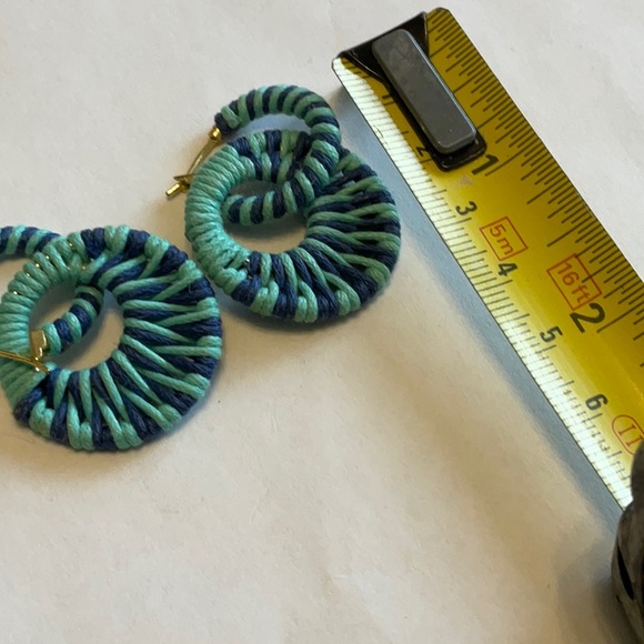 Stella & Dot Blue and Teal Wrapped Hoop Earrings - Picture 3 of 3